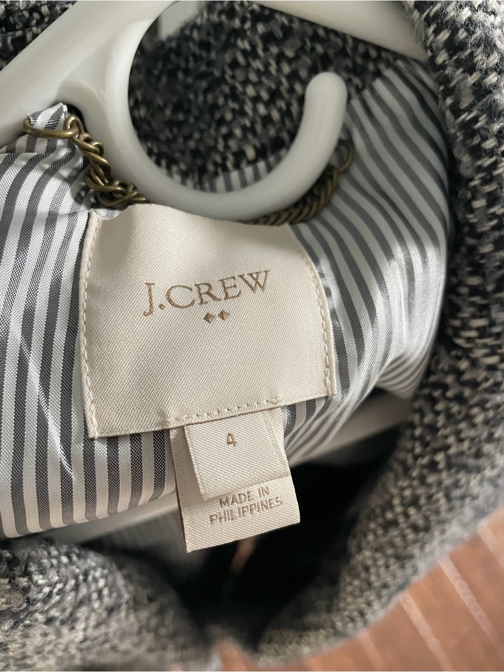 J. Crew tweed top coat size 4 gray black H1493 lined collared nwt - Picture 5 of 11